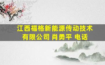 江西福格新能源传动技术有限公司 肖勇平 电话